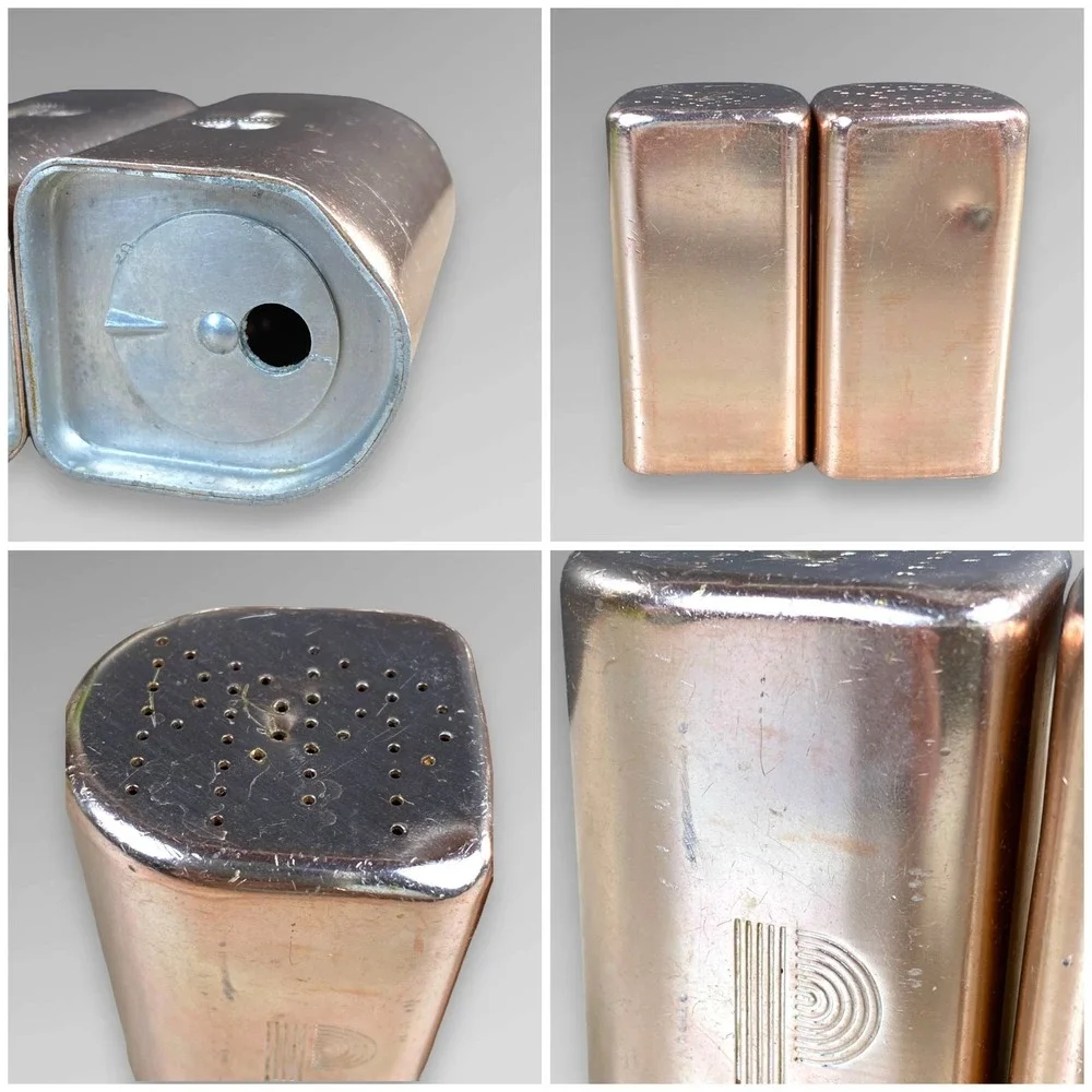 MCM Copper Look Aluminum‎ Salt Pepper Shakers Possibly Mirro